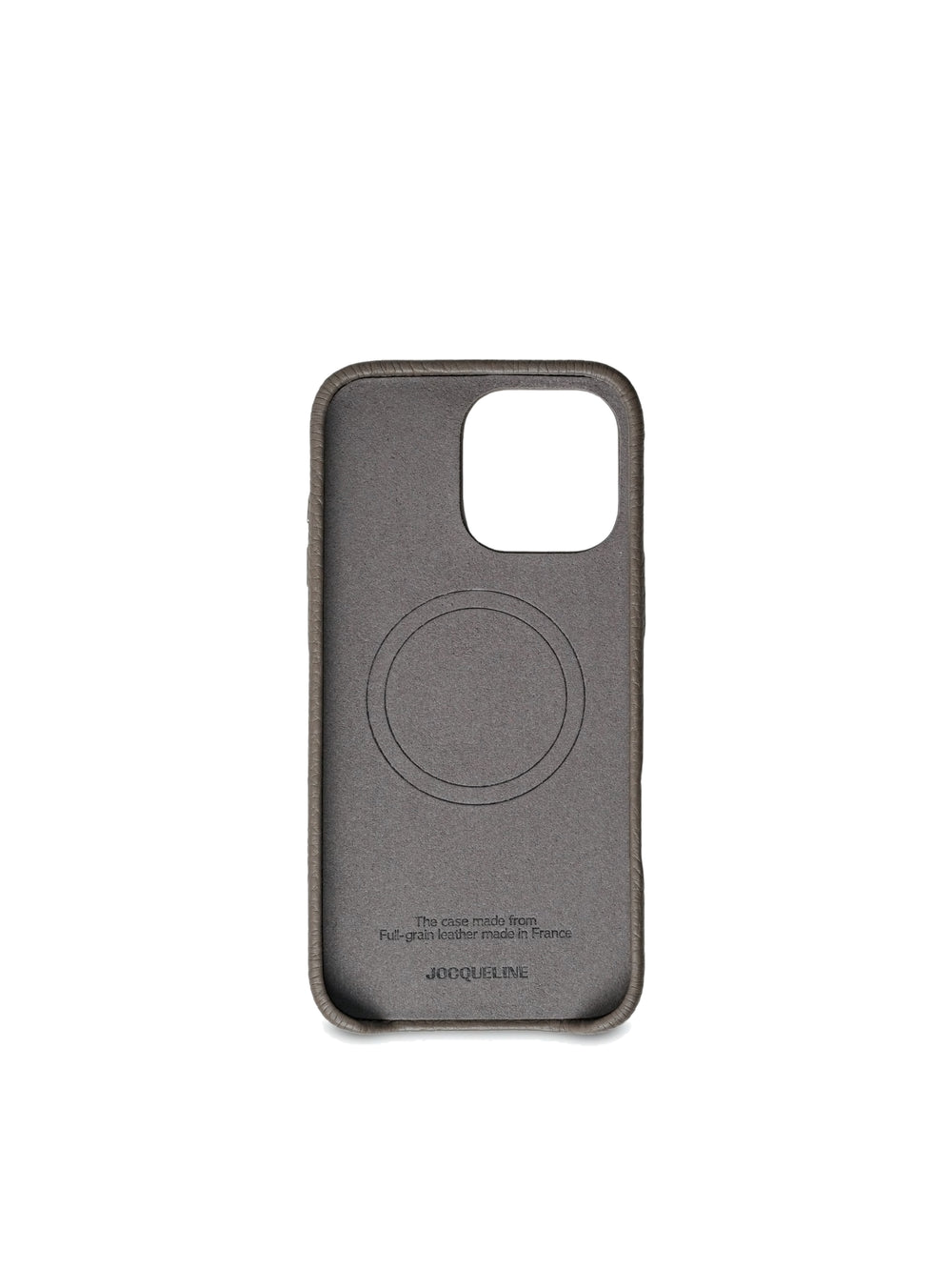 iPhone 16 Leather Case - Etoupe Gray angle view