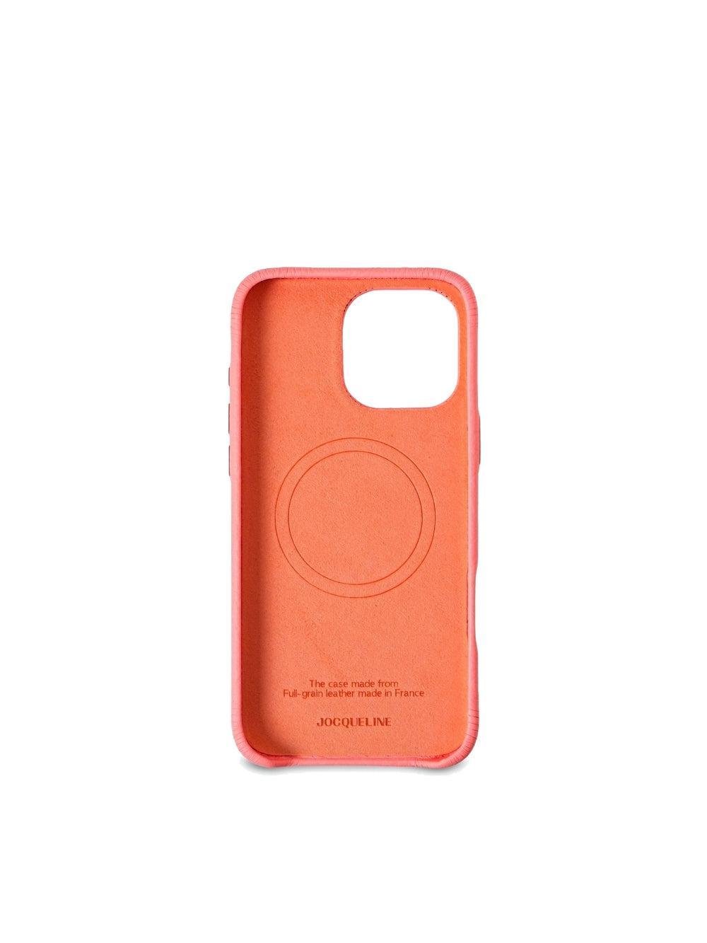 iPhone 16 Leather Case - Neon Pink angle view