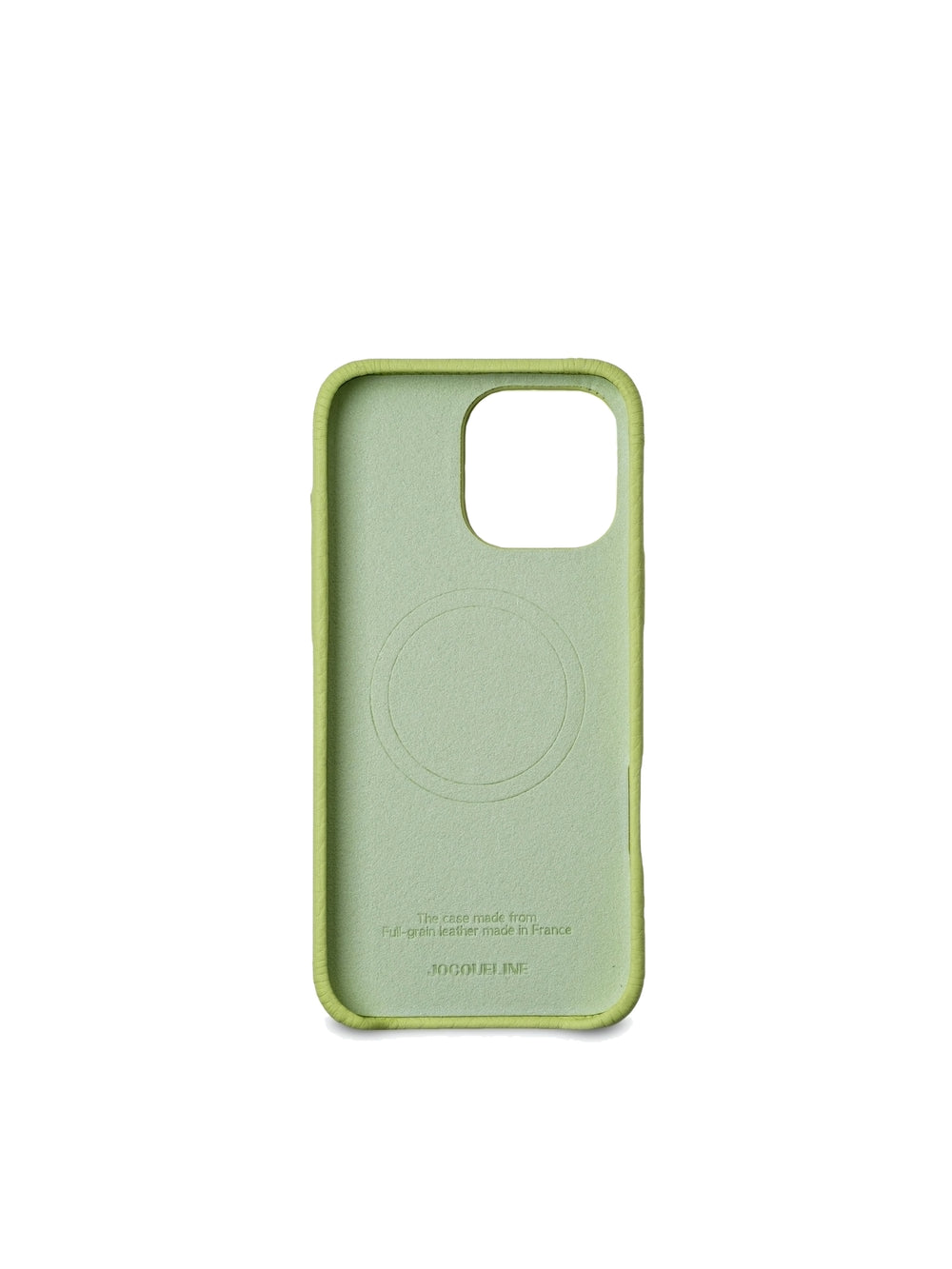 iPhone 16 Leather Case - Sunny Lime angle view