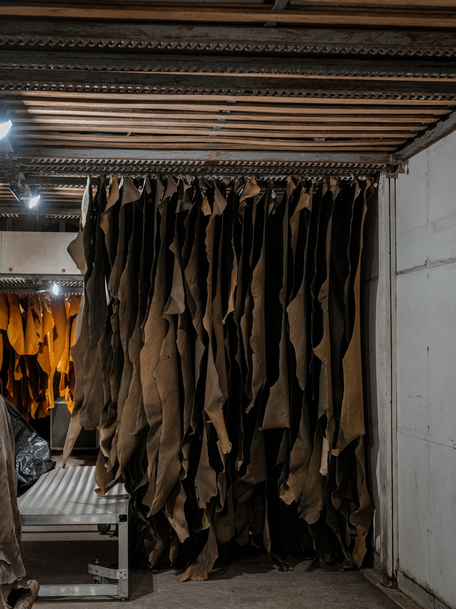 Hides hanging to dry at the tannery