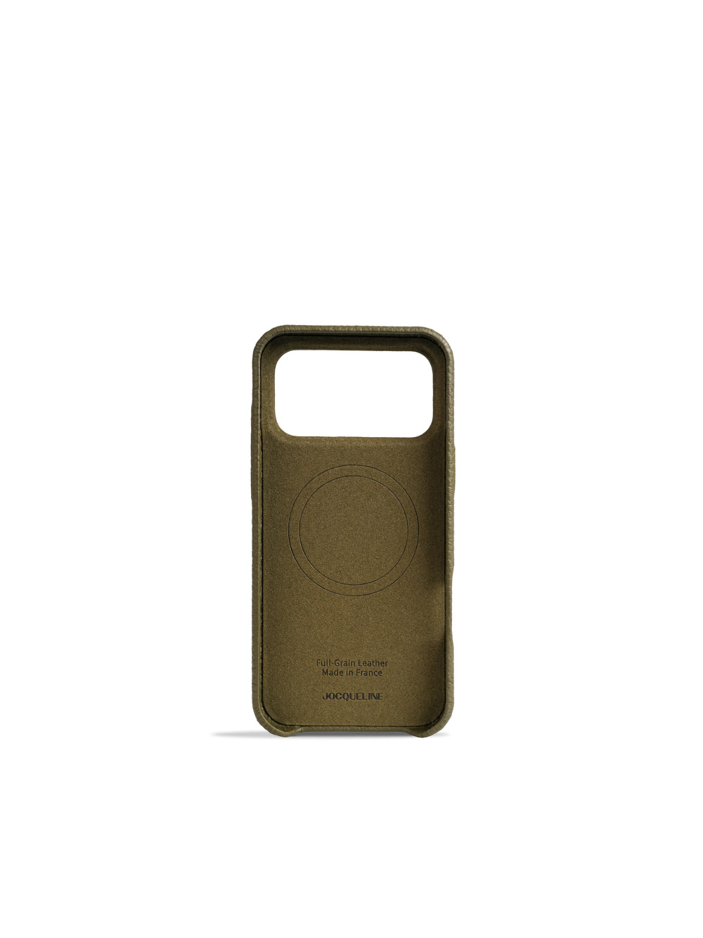 iPhone 18 Leather Case - Olive Moss side view