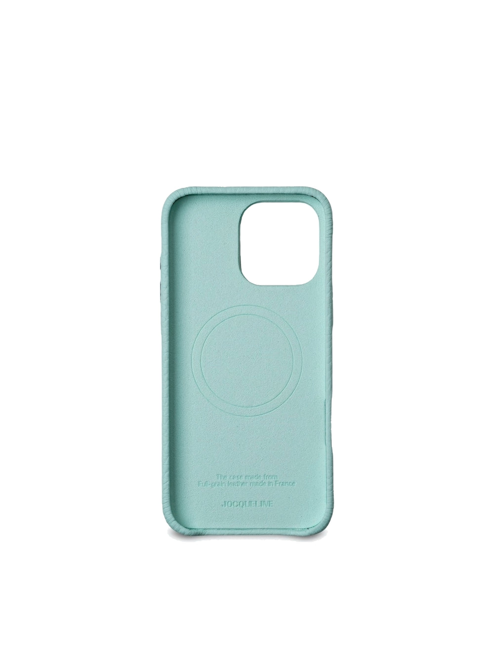iPhone 16 Leather Case - Vert Marshmallow angle view